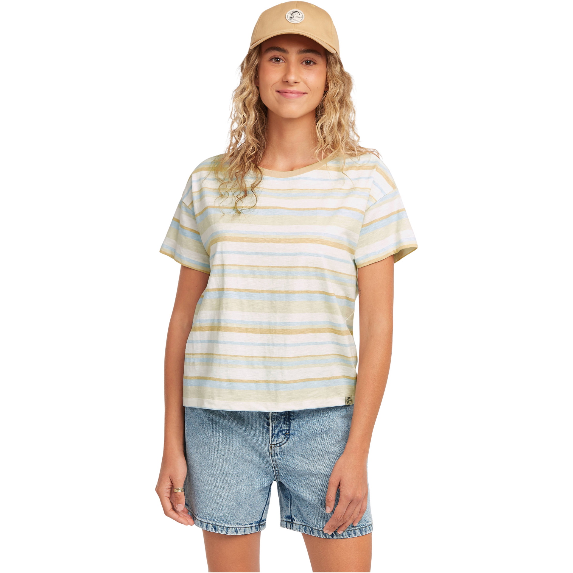 2026 O'Neill Dames O'riginals Fourkantige Streep T-Shirt 1850251 - Blue Originals Tee Stripe